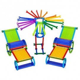 image of 250PCS KIDS BUILDING BLOCKS STICKS MULTICOLOR PLASTIC ASSEMBLE EDUCATIONAL PUZZLE TOY (COLORMIX) -