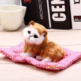 image of SIMULATION SLEEPING CAT CRAFT TOY WITH SOUND (SEAT CAT YELLOW) -