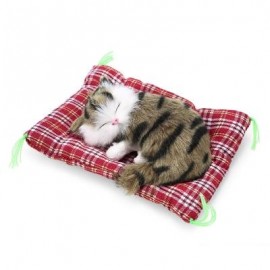 image of SIMULATION SLEEPING CAT CRAFT TOY WITH SOUND (GRASS COLOR PRINTING) -