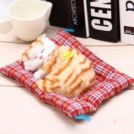 image of SIMULATION SLEEPING CAT CRAFT TOY WITH SOUND (YELLOW PRINTING) -