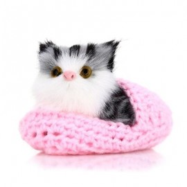 image of LOVELY SIMULATION SOUNDING CROUCHING CAT PLUSH TOY WITH SLIPPER NEST BIRTHDAY CHRISTMAS GIFT (PINK) One SIze