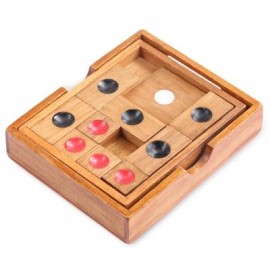 image of KIDS CLASSICAL WOODEN SLIDE ESCAPE PUZZLE INTELLIGENCE DEVELOPMENT TOY BRAIN TEASER (WOOD) -