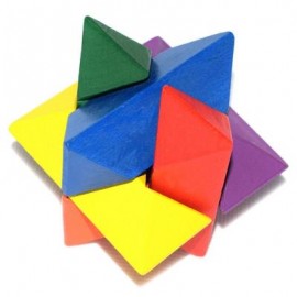 image of CLASSIC WATER CHESTNUT STYLE PUZZLE EDUCATIONAL WOODEN INTERLOCK TOY BIRTHDAY GIFT (COLORMIX) -
