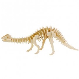 image of ROBOTIME 3D PUZZLE DINOSAUR STYLE WOODEN EDUCATIONAL TOY FOR KIDS (BEIGE) BRONTOSAURUS