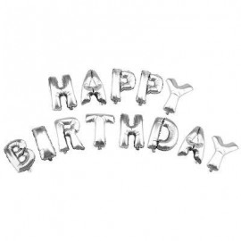 image of ALPHABET LETTERS ALUMINUM FOIL BALLOONS HAPPY BIRTHDAY PARTY DECORATION (SILVER) -