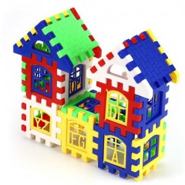 image of PLASTIC HOUSE DIY BUILDING BLOCKS INTELLIGENT DEVELOPMENTAL (COLOURMIX) 23.00 x 17.50 x 1.10 cm