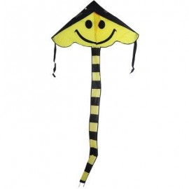 image of 1.6M CARBON STEEL SMALL SMILE STYLE FLYING KITE OUTDOOR SPORTS GAME (YELLOW) -