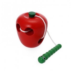 image of WORM EAT APPLE THREADING WOODEN PLAYTHING MONTESSORI EARLY LEARNING EDUCATIONAL TOYS (COLORMIX) -