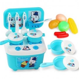 image of CHILDREN KITCHEN SET PRETEND PLAY CUT TOY UTENSILS 9-30PCS FRUIT VEGETABLES PLASTIC KIDS COOK FOOD EDUACATION GAME (BLUE) 0