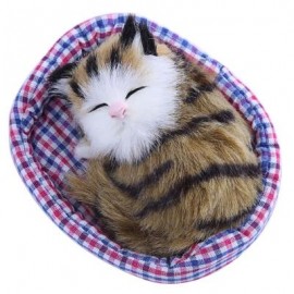 image of LOVELY SIMULATION SOUNDING SLEEPING CAT PLUSH TOY WITH NEST BIRTHDAY CHRISTMAS GIFT (DUN) -