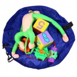 image of PORTABLE BABY PLAY MAT TOY FAST CLEANUP STORAGE BAG OUTDOOR FLOOR BLANKET 45CM (BLUE) -