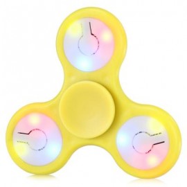 image of MULTI-COLOR PUSH BUTTON LED TRI-WING ABS FIDGET SPINNER WITH THREE FLASHING MODES FUNNY STRESS RELIEVER ADULT FIDGETING TOY (YELLOW) -