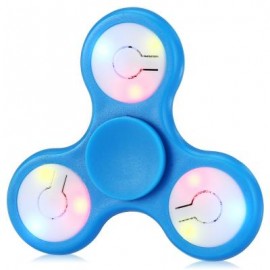 image of MULTI-COLOR PUSH BUTTON LED TRI-WING ABS FIDGET SPINNER WITH THREE FLASHING MODES FUNNY STRESS RELIEVER ADULT FIDGETING TOY (BLUE) -
