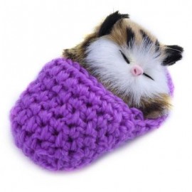 image of LOVELY SIMULATION SOUNDING SLEEPING CAT PLUSH TOY WITH SLIPPER NEST BIRTHDAY CHRISTMAS GIFT (PURPLE) -