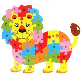 image of WOODEN LION ENGLISH LETTERS PUZZLE GAME EDUCATIONAL TOY KIT FOR KIDS (COLORMIX) 0
