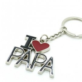 image of CREATIVE I LOVE PAPA WORD PLATE PENDANT KEY CHAIN (BLACK WITH RED) 0