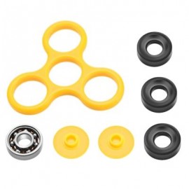 image of DIY HOMOCHROMY TRILATERAL PATTERN ABS HAND SPINNER FINGER TOY (YELLOW) BLACK IRON