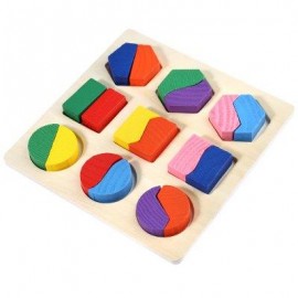 image of WOODEN 3D GEOMETRY STACKING IRREGULARITY BLOCK PUZZLE INTELLIGENCE TOY FOR CHILDREN (COLORMIX) -