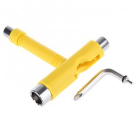 image of MULTIFUNCTIONAL SKATEBOARD T-TOOL SPANNER SKATE ALL IN ONE REFIT FIX TOOL (YELLOW) -