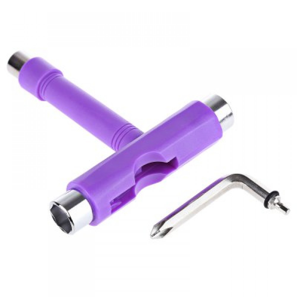 MULTIFUNCTIONAL SKATEBOARD T-TOOL SPANNER SKATE ALL IN ONE REFIT FIX TOOL (PURPLE) - MULTIFUNCTIONAL SKATEBOARD T-TOOL SPANNER SKATE ALL IN ONE REFIT FIX TOOL (PURPLE) -