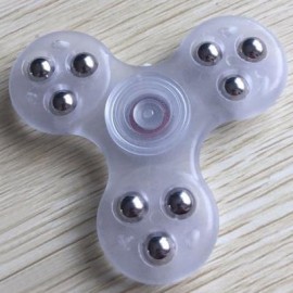 image of 9 BEADS FINGERTIP STRESS RELIEF TOY FINGER GYRO SPINNER (CLEAR WHITE) -