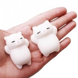 image of CUTE CARTOON LAZY SLEEPING CAT TPR SQUISHY TOY FUNNY STRESS RELIEVER RELAXATION GIFT DECOR (WHITE) -