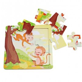 image of BABY WOODEN CARTOON ANIMAL PUZZLE EDUCATIONAL TOY (COLORMIX) -