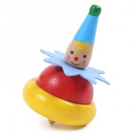 image of CUTE WOODEN PAINTED CLOWN SPINNING TOP KIDS GADGET (COLORMIX) -