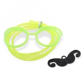 image of FUNNY DIY DRINKING GLASSES STRAW WITH MUSTACHE FOR PARTY (GREEN) -