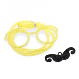 image of FUNNY DIY DRINKING GLASSES STRAW WITH MUSTACHE FOR PARTY (YELLOW) -