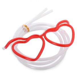 image of FUNNY HEART SHAPE DIY DRINKING GLASSES STRAW FOR PARTY (RED) -