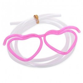 image of FUNNY HEART SHAPE DIY DRINKING GLASSES STRAW FOR PARTY (ROSE RED) -