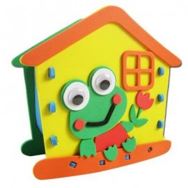 image of KID STEREOSCOPIC STICKER PEN CONTAINER HANDMADE STICKUP EDUCATIONAL TOY (YELLOW) FROG