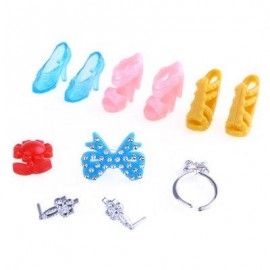 image of BABY DOLL SHOES NECKLACE RING ACCESSORIES TOY SET (COLORMIX) -
