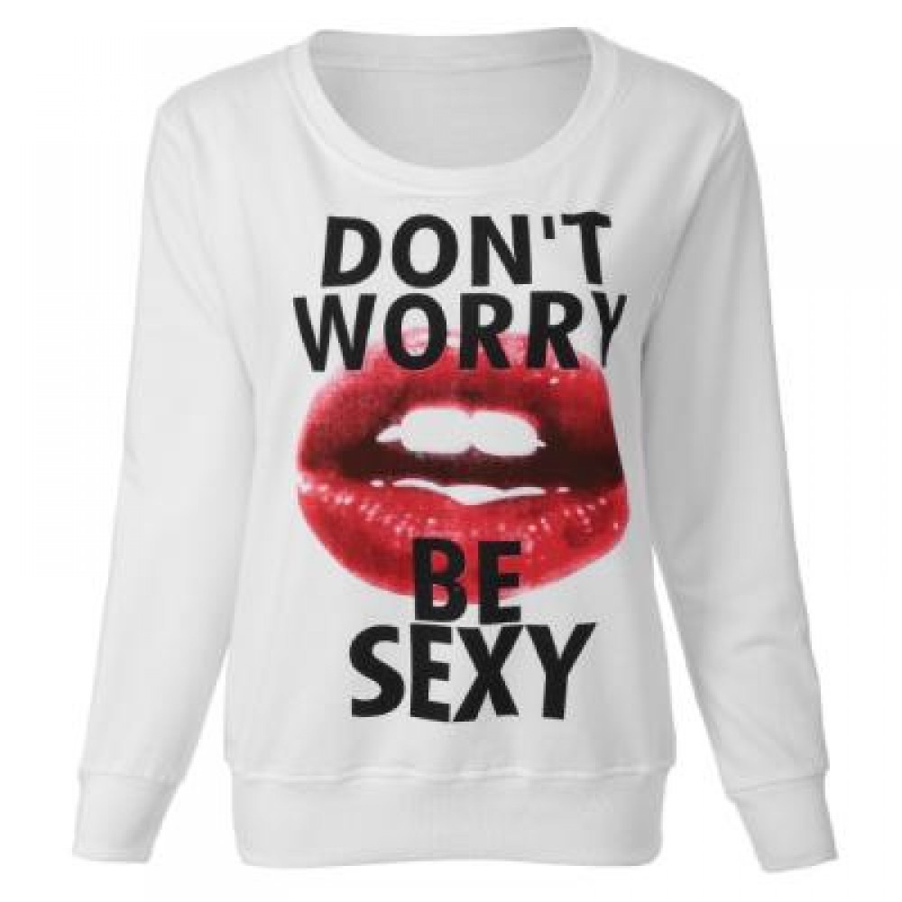 CASUAL ROUND COLLLAR LONG SLEEVE LIP PRINT WOMEN'S SWEATSHIRT S CASUAL ROUND COLLLAR LONG SLEEVE LIP PRINT WOMEN'S SWEATSHIRT S