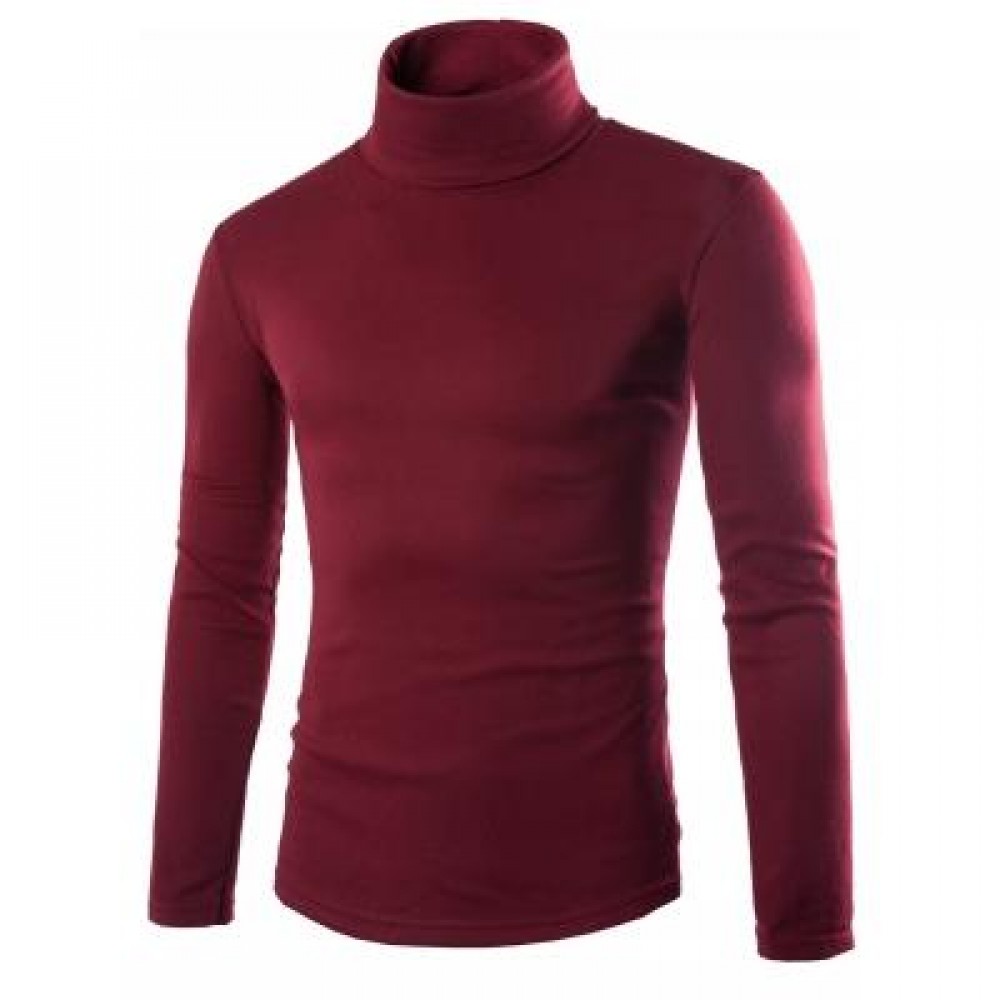 LONG SLEEVE TURTLENECK PLAIN T-SHIRT (RED) M LONG SLEEVE TURTLENECK PLAIN T-SHIRT (RED) M