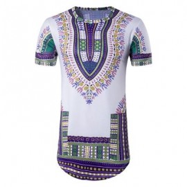image of CREW NECK COLORFUL TRIBAL PRINT LONGLINE T-SHIRT (COLORMIX) M