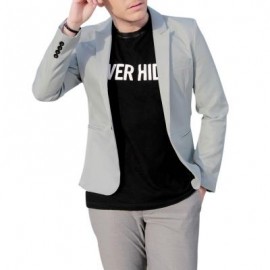 image of CASUAL TAILORED COLLAR SINGLE BUTTON SOLID COLOR BLAZER FOR MEN (GRAY) 3XL