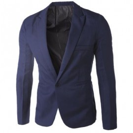 image of CASUAL TAILORED COLLAR SINGLE BUTTON SOLID COLOR BLAZER FOR MEN (CADETBLUE) 2XL