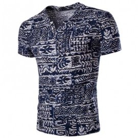 image of CASUAL V NECK ABSTRACT PRINTING SHORT SLEEVES T-SHIRT FOR MEN (COLORMIX) M