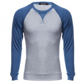 image of CASUAL PATCHWORK ROUND NECK MALE LONG SLEEVE SHIRT (PURPLISH BLUE M/L/XL/XXL) M