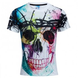 image of STYLISH MALE CASUAL 3D PRINTED ROUND NECK SHORT SLEEVE T-SHIRT (WHITE AND BLACK L/XL/XXL) XXL
