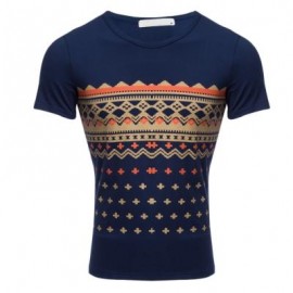 image of CASUAL PATTERN PRINT ROUND NECK MALE SHORT SLEEVE SHIRT (PURPLISH BLUE) XL