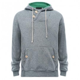 image of POCKET DESIGN SLIM FIT LONG SLEEVE CASUAL HOODIES FOR MEN (LIGHT GRAY) M