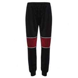 image of CASUAL PATCHWORK ZIPPER DESIGN MALE ELASTIC BAND LONG SPORTS PANTS (BLACK) L