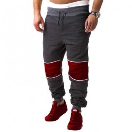 image of CASUAL PATCHWORK ZIPPER DESIGN MALE ELASTIC BAND LONG SPORTS PANTS (DEEP GRAY) L