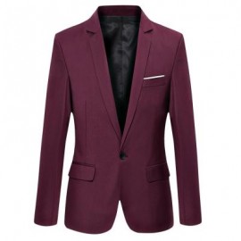 image of STYLISH PURE COLOR TURN DOWN COLLAR MALE SLIM FIT SUIT (CLARET M/L/XL/2XL/3XL) M