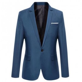 image of STYLISH PURE COLOR TURN DOWN COLLAR MALE SLIM FIT SUIT (DEEP BLUE M/L/XL/2XL/3XL) M