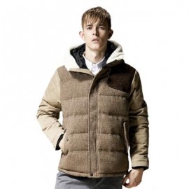 image of FASHION THICK WARM MEN'S HOODED COAT MALE JACKET COAT (KHAKI) 3XL