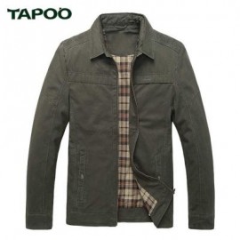 image of TAPOO CASUAL ZIPPER DESIGN TURN-DOWN COLLAR MALE LONG SLEEVE JACKET 2XL